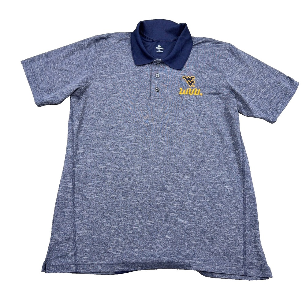 West Virginia Mountaineers Polo Shirt Men Large Blue WVU Performance Wicking A1
